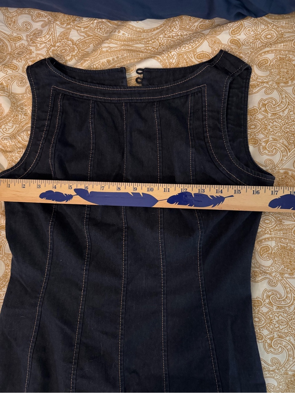 Impressions Dark Blue Denim Midi Fit-and-Flare Dress - Picture 5 of 6